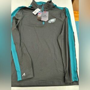 Antigua Black Lightweight 1/4 Zip with Philadelphia Eagle’s Logo.